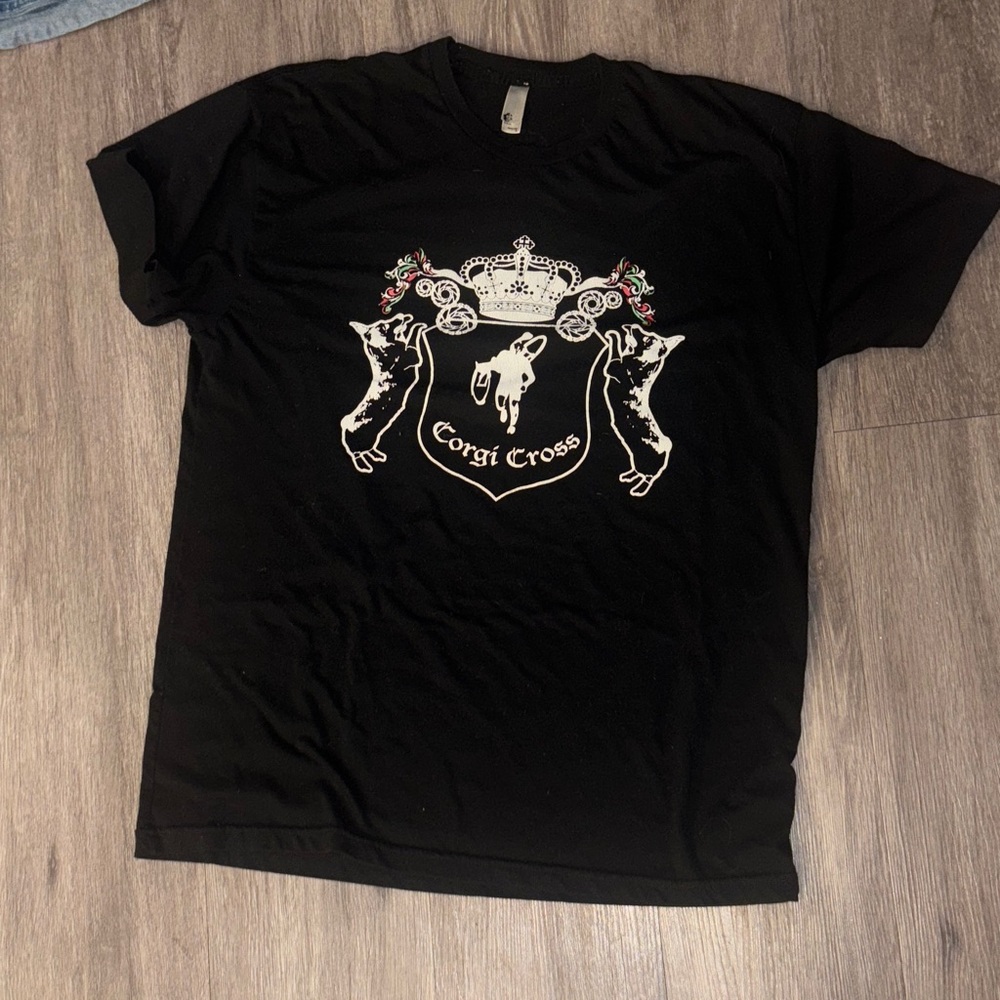 American Apparel Black Tee with Corgi Crest